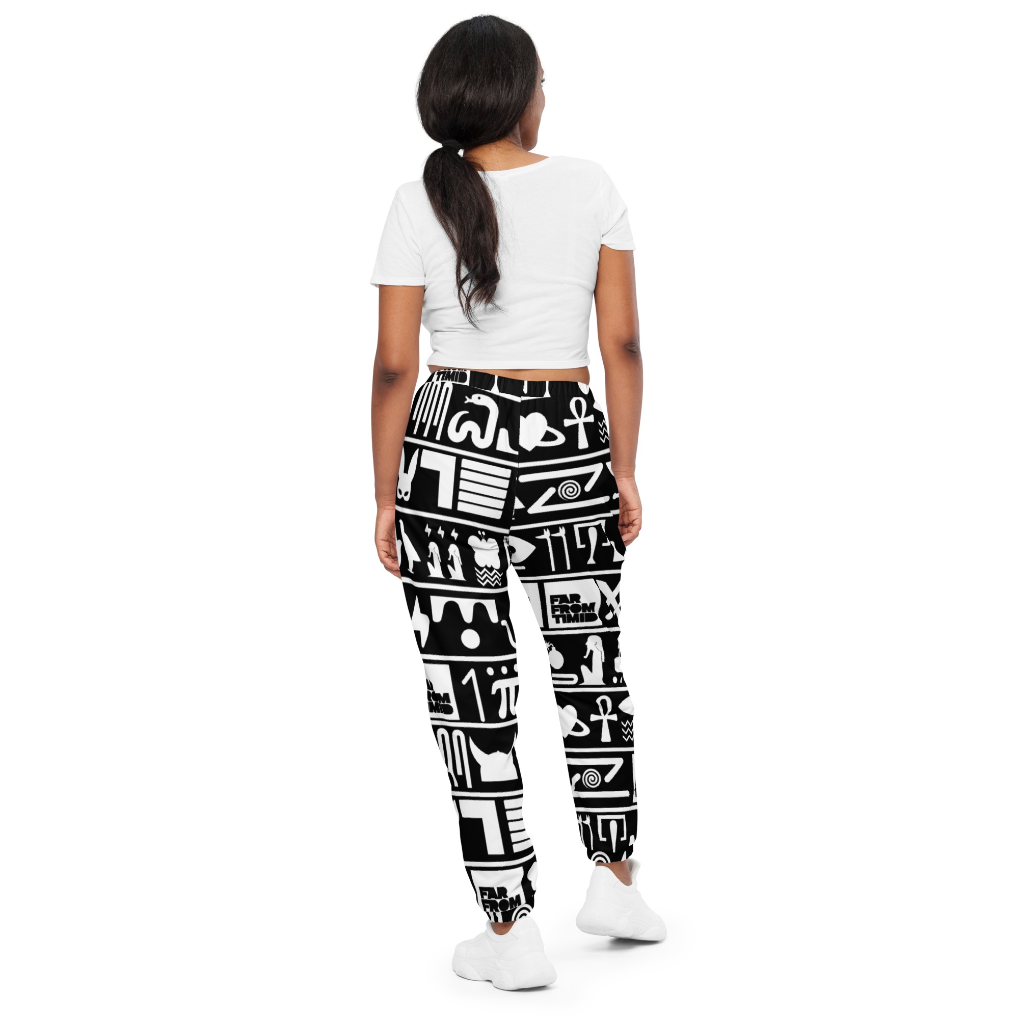 Women's black track pants with white stripe deals