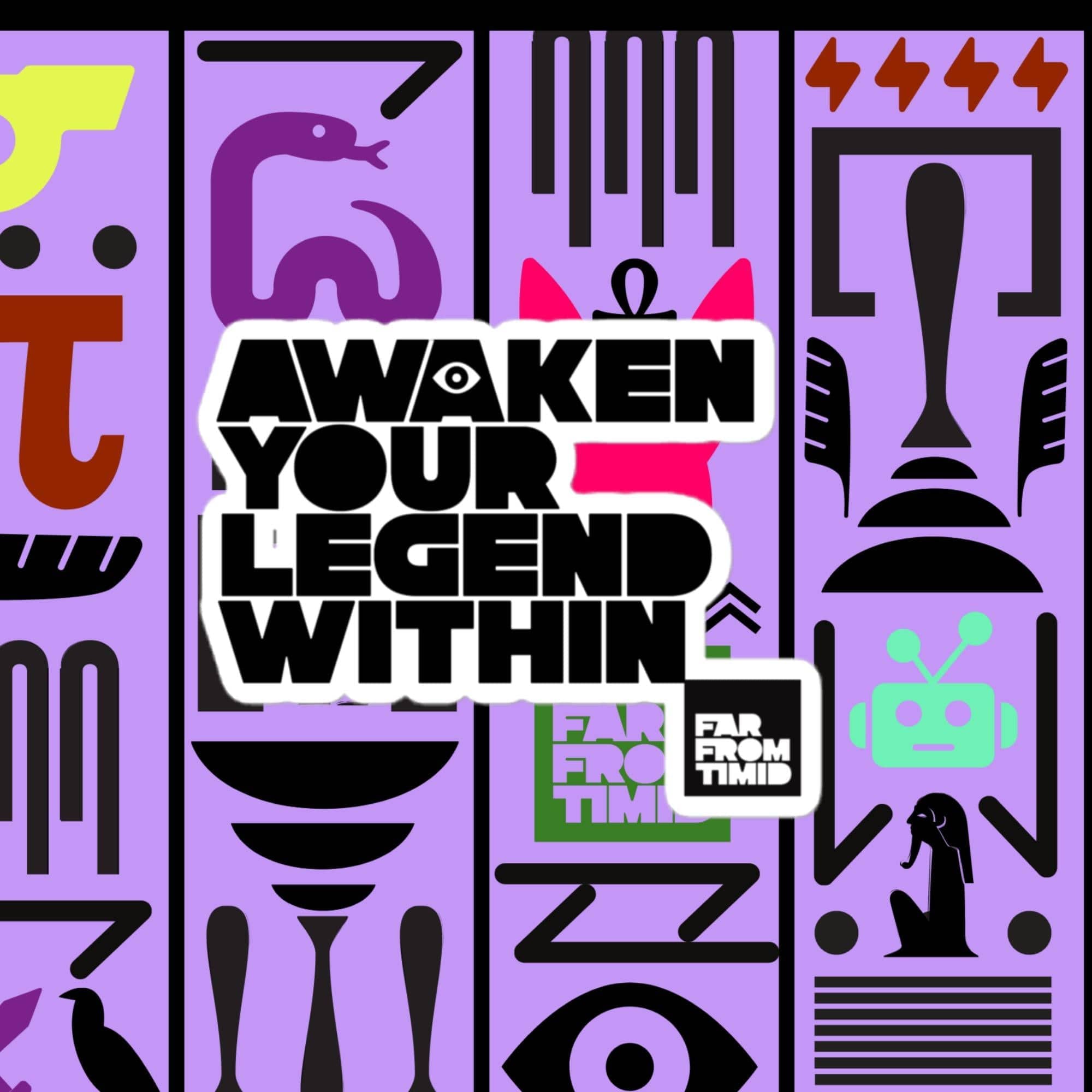 AWAKEN YOUR LEGEND KISS CUT STICKERS BLACK Far From Timid