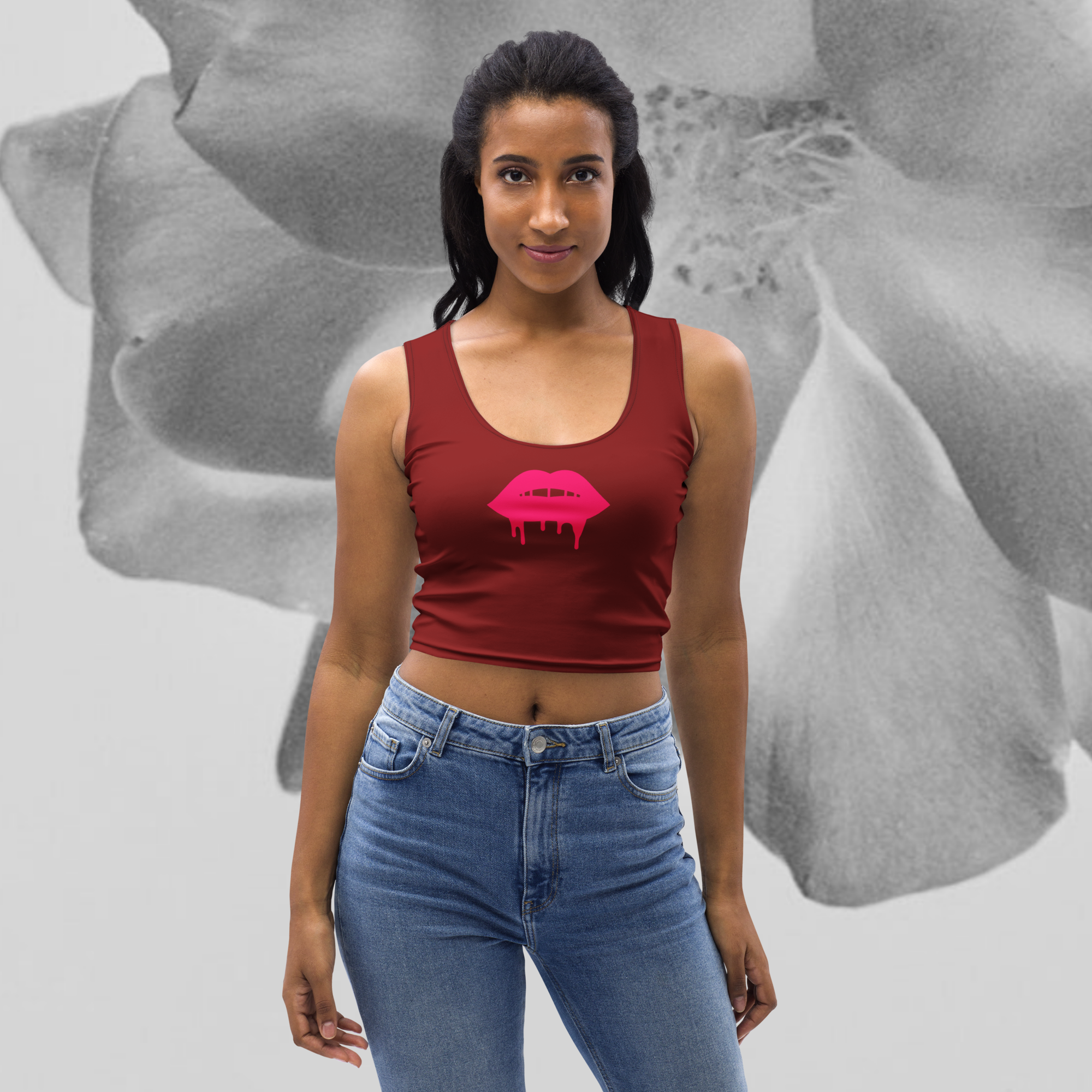 HEDONIST ICON SLEEVELESS CROP TOP - CAVIAR/WINE