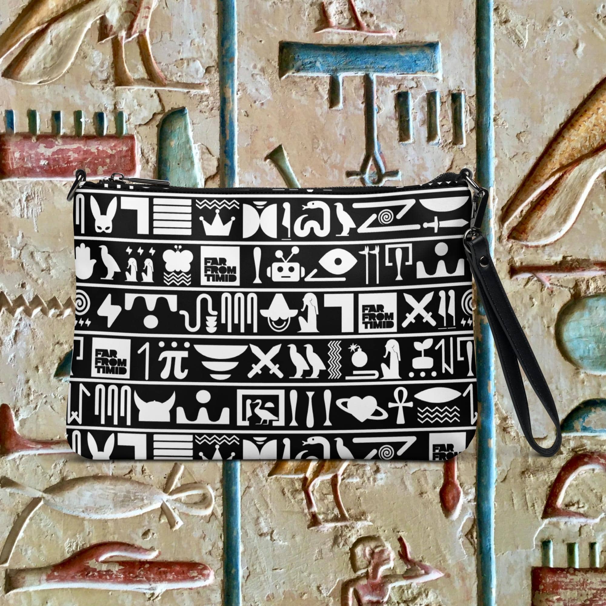 HIEROGLYPHIC CROSSBODY BAG - BLACK/WHITE