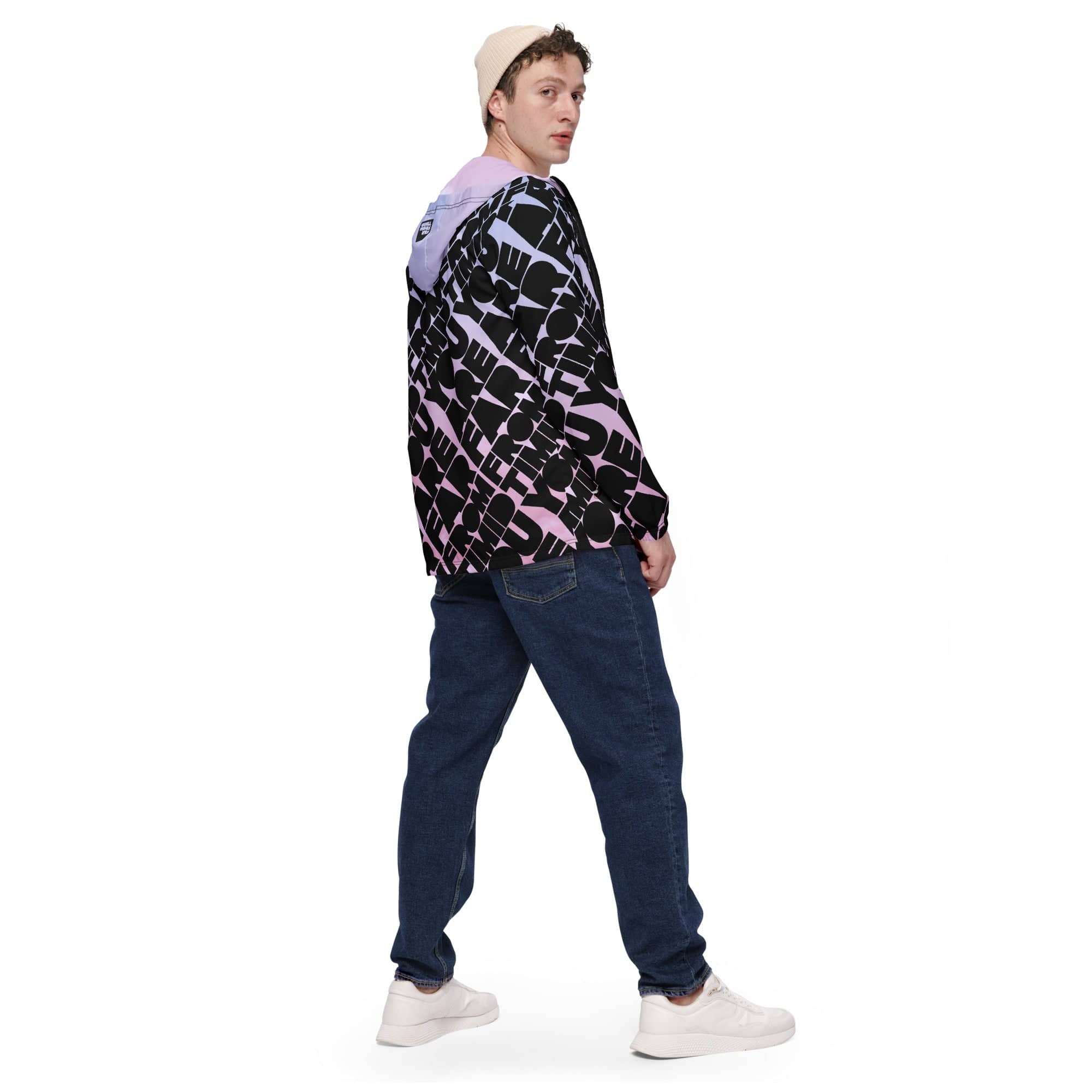 MEN'S YOU ARE FAR FROM TIMID WINDBREAKER - BLACK/WHITE CLOUDS
