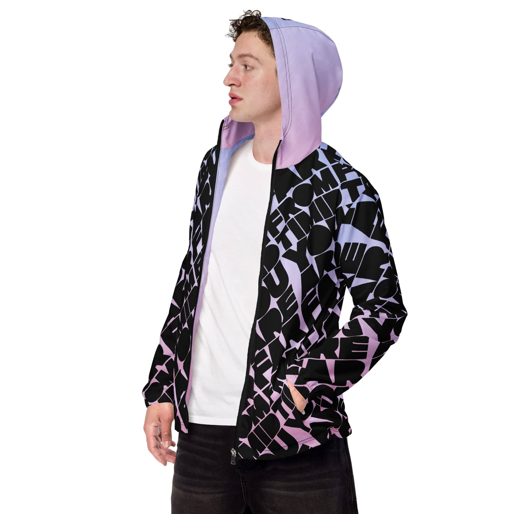 MEN'S YOU ARE FAR FROM TIMID WINDBREAKER - BLACK/WHITE CLOUDS