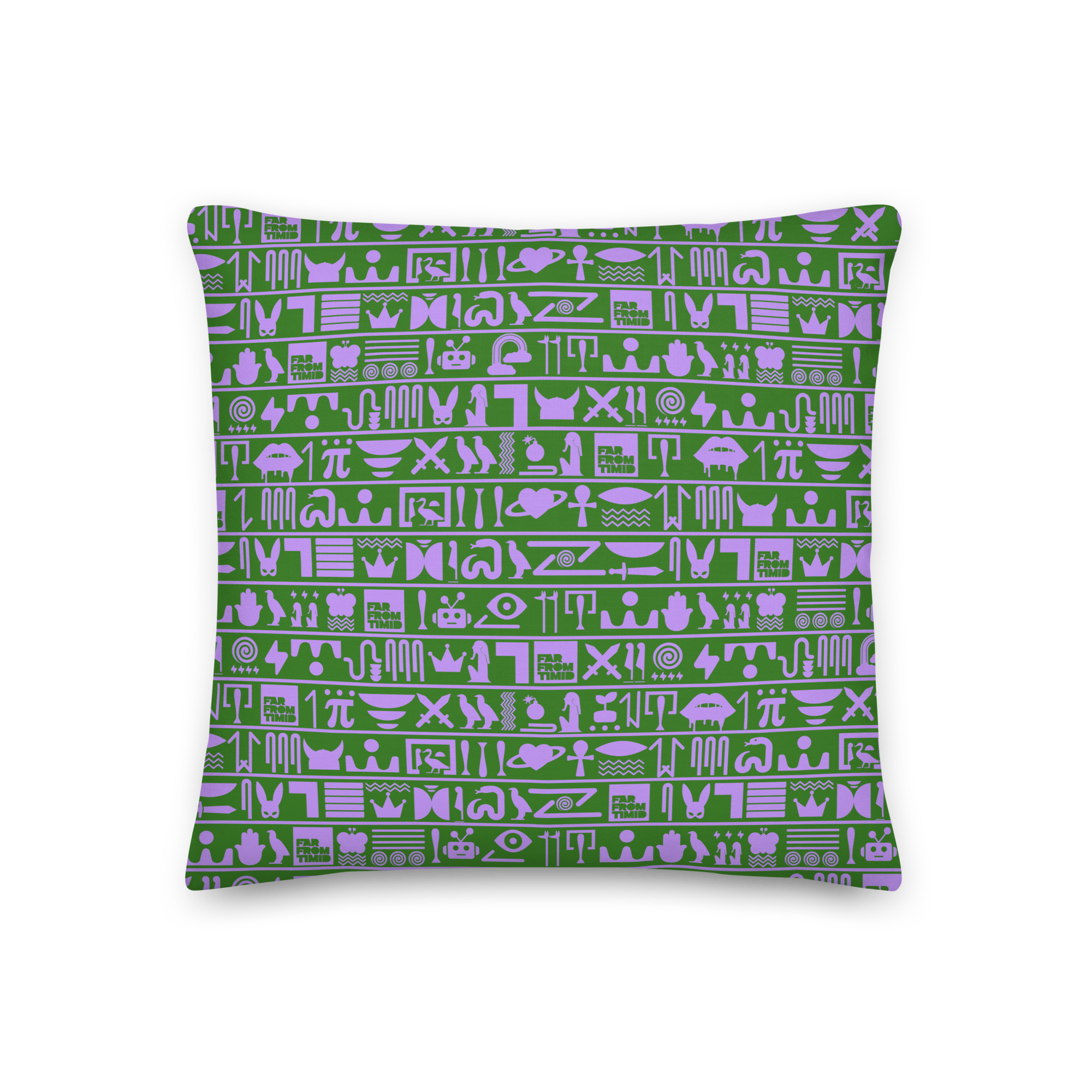 LEGENDMAKER HIEROGLYPHIC PILLOW - EMERALD/LAVENDER
