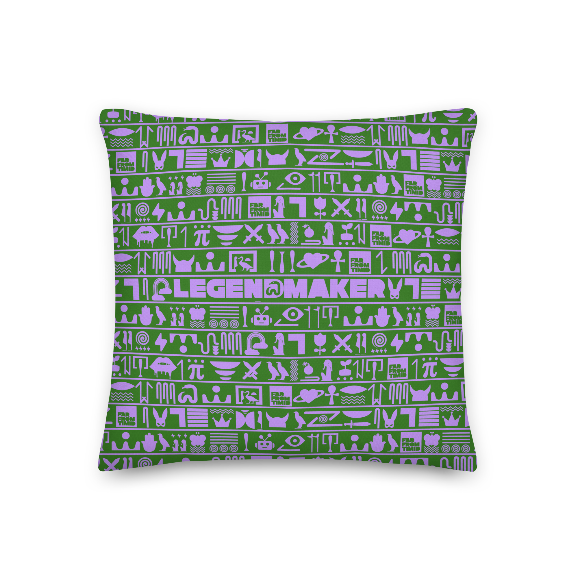 LEGENDMAKER HIEROGLYPHIC PILLOW - EMERALD/LAVENDER