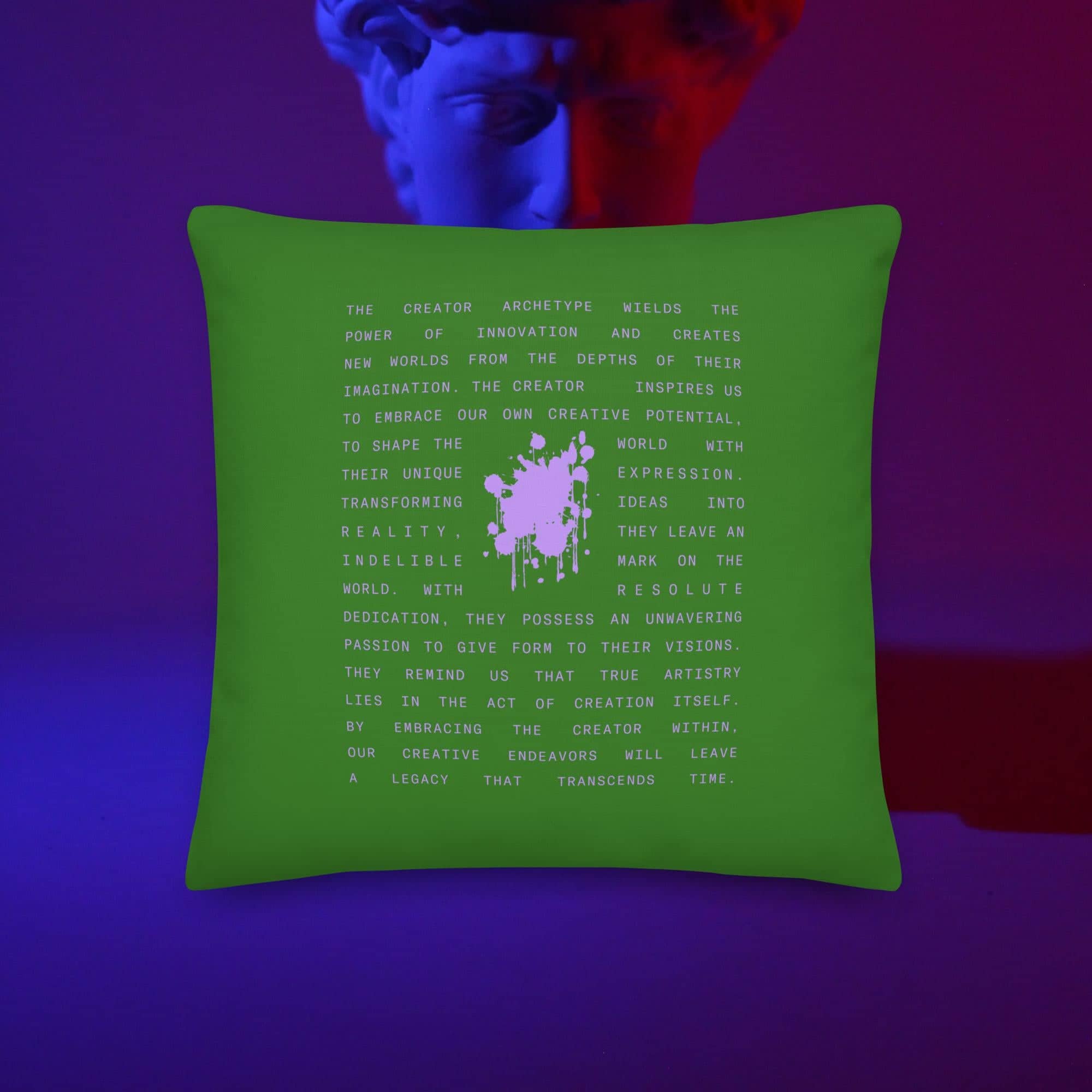 LIVE LIFE LEGENDARY CREATOR ICON PILLOW - EMERALD/LAVENDER