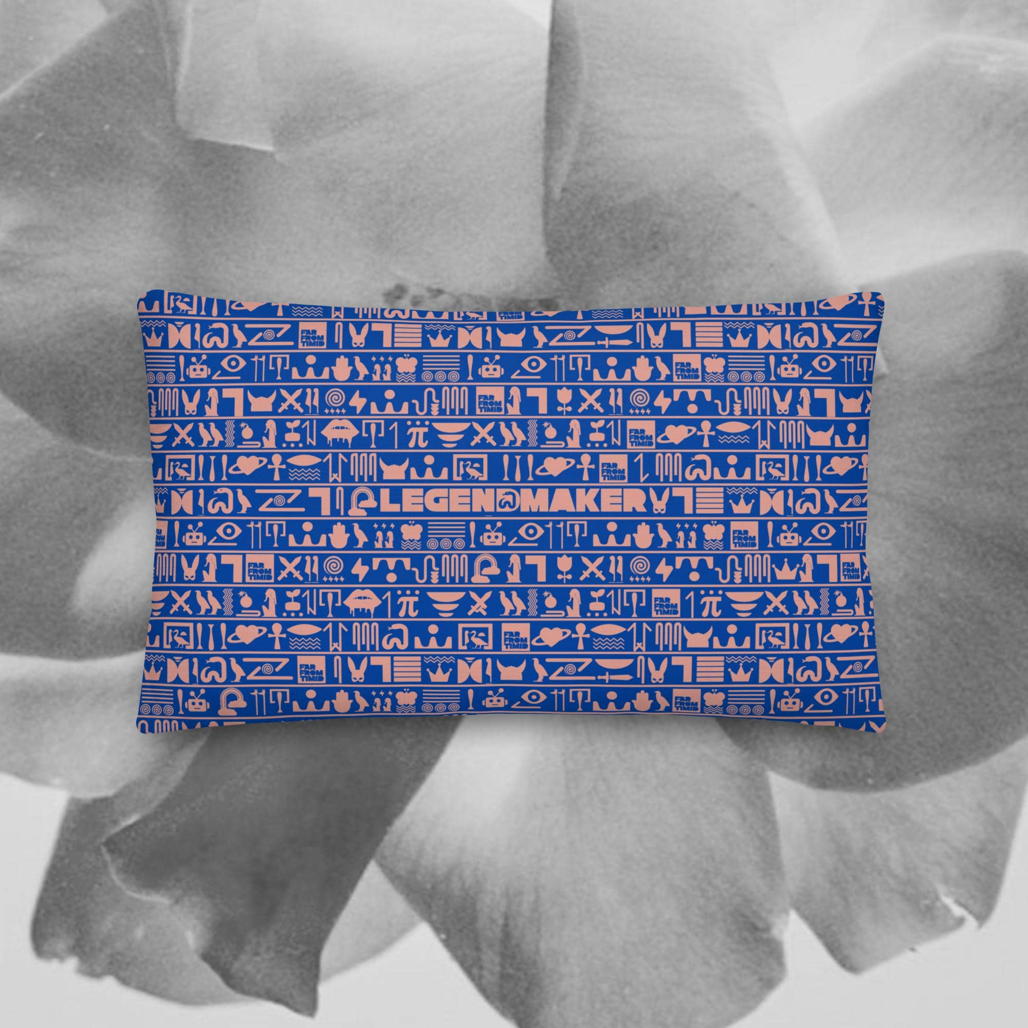 LEGENDMAKER HIEROGLYPHIC PILLOW - BLUE/MAUVE