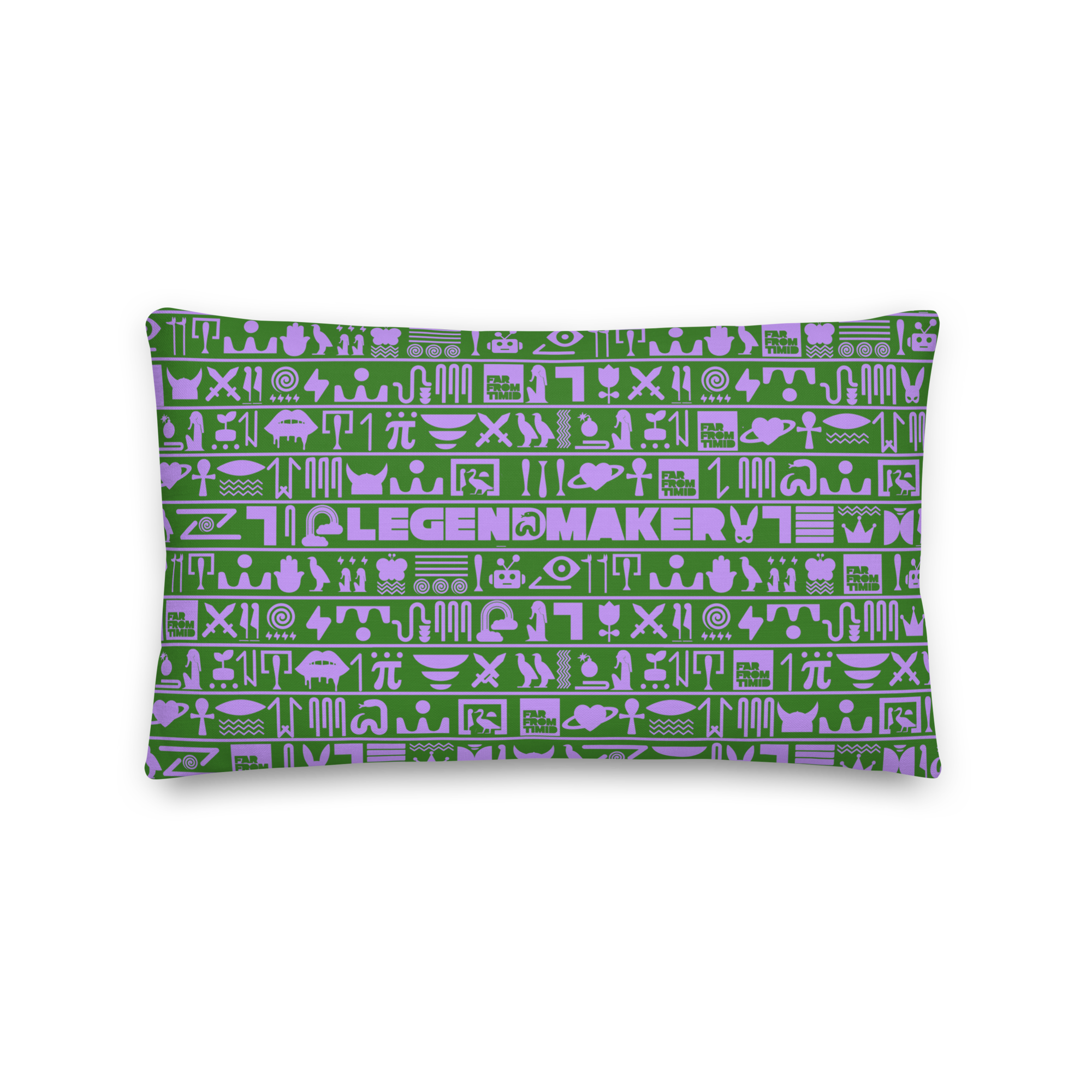 LEGENDMAKER HIEROGLYPHIC PILLOW - EMERALD/LAVENDER