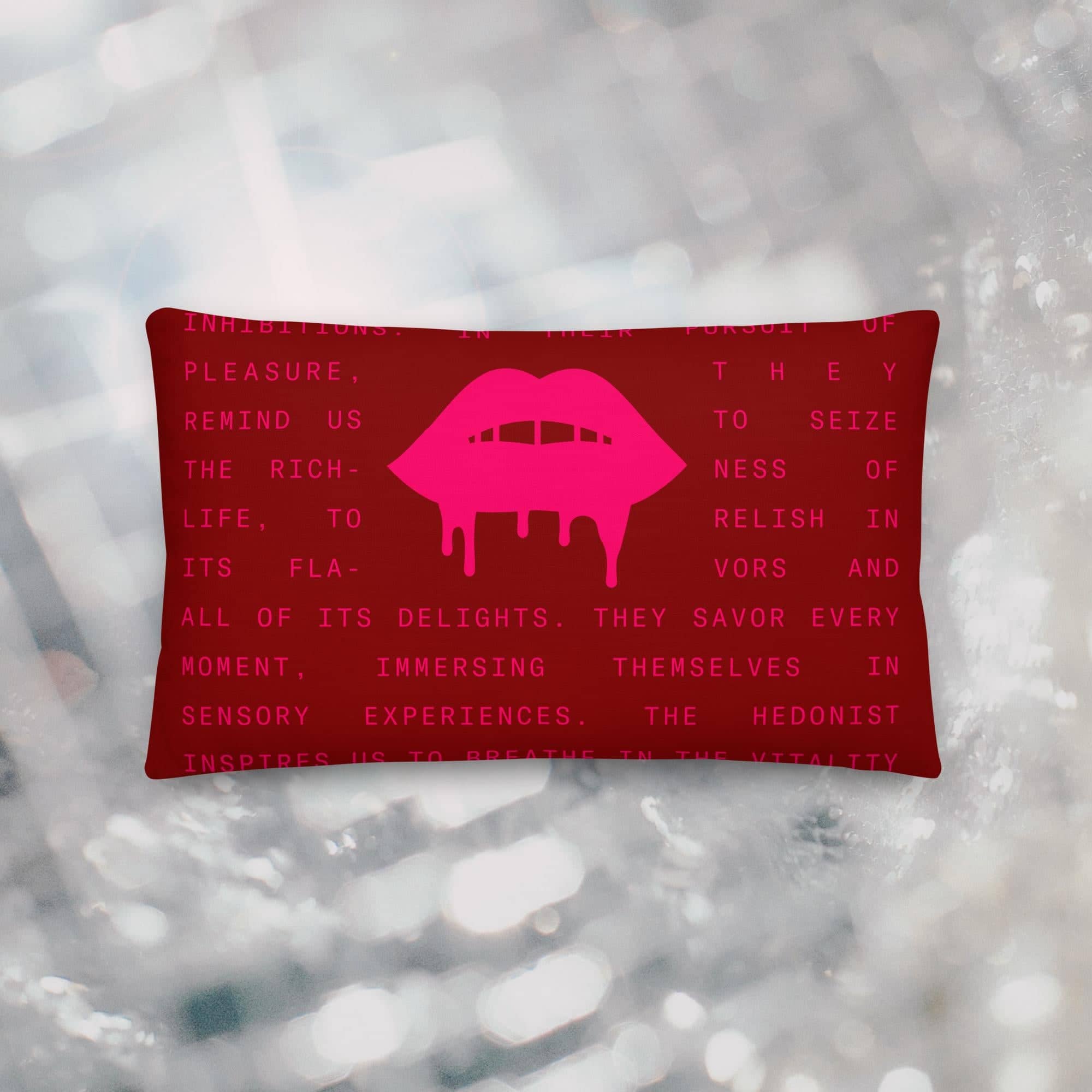 LIVE LIFE LEGENDARY HEDONIST ICON PILLOW - CAVIAR/WINE