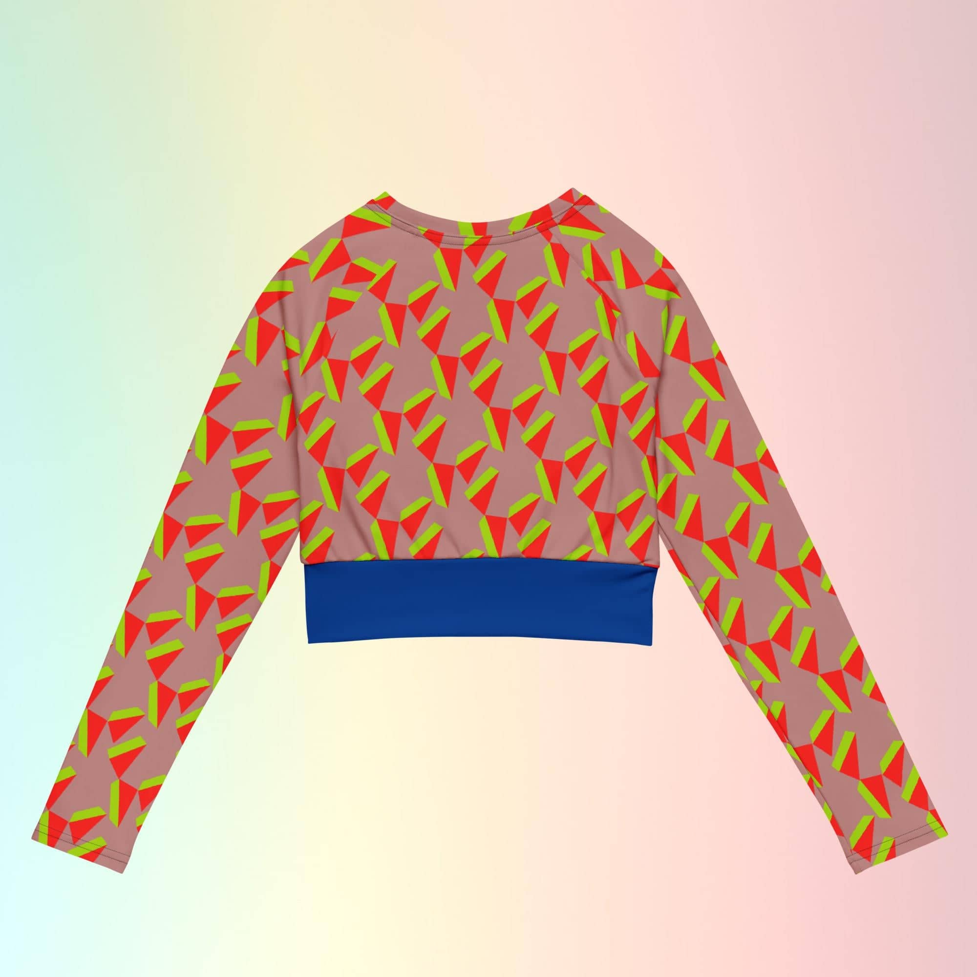 MAGICIAN ECO LONG-SLEEVE UV PROTECTION CROP TOP - NEON ORANGE/MAUVE BEVEL - Far From Timid