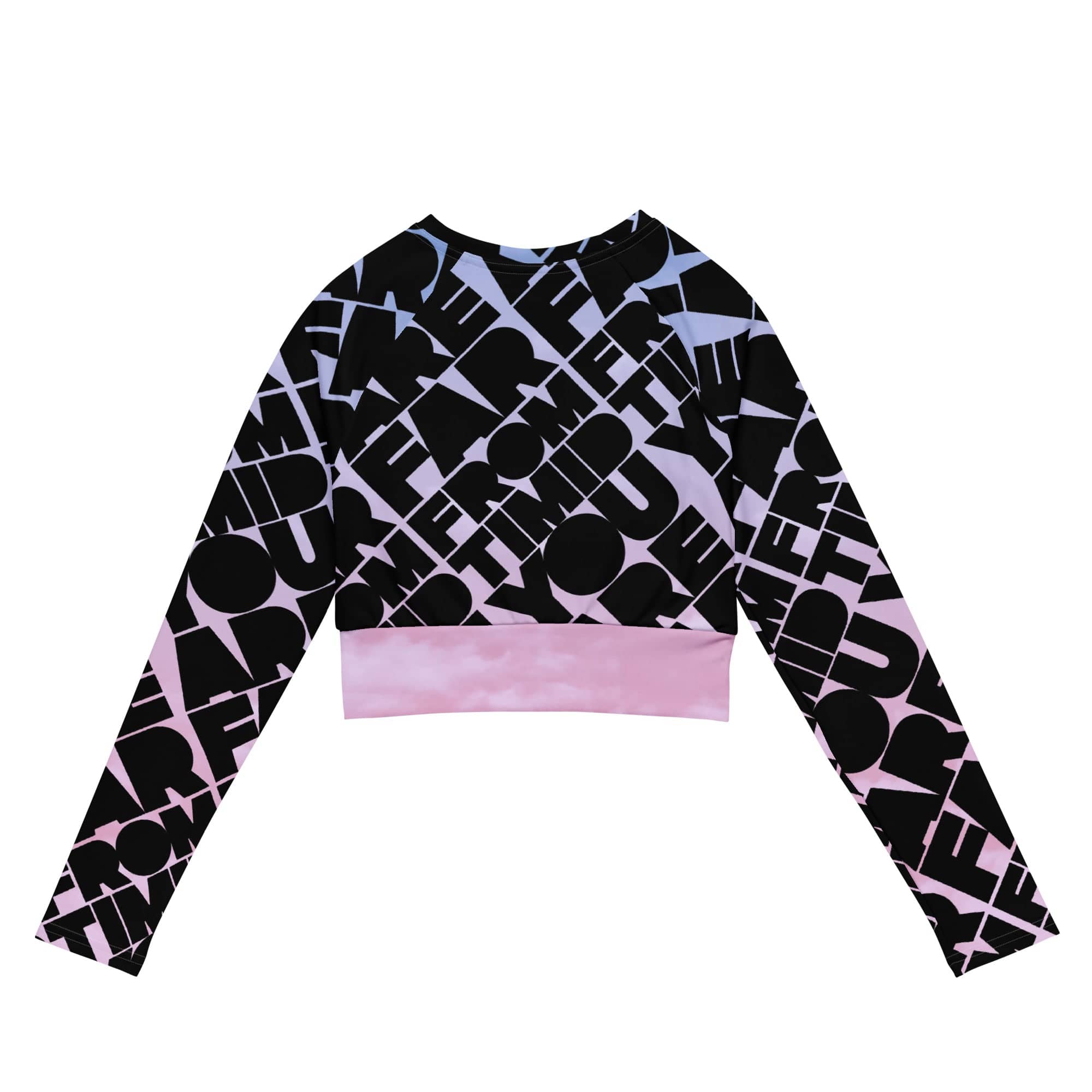 YOU ARE FAR FROM TIMID ATHLETIC ECO CROP TOP- BLACK/CLOUDS