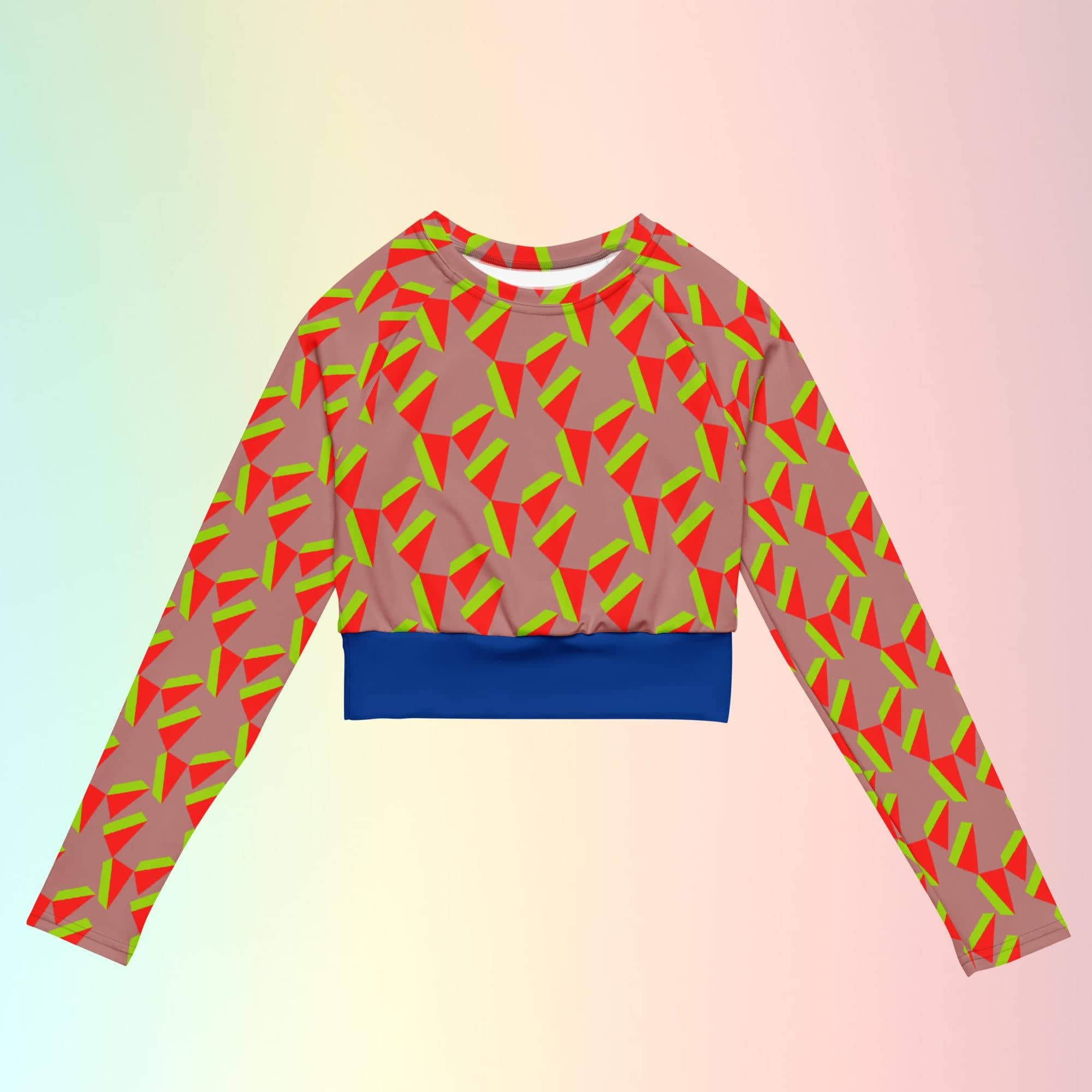 MAGICIAN ECO LONG-SLEEVE UV PROTECTION CROP TOP - NEON ORANGE/MAUVE BEVEL - Far From Timid
