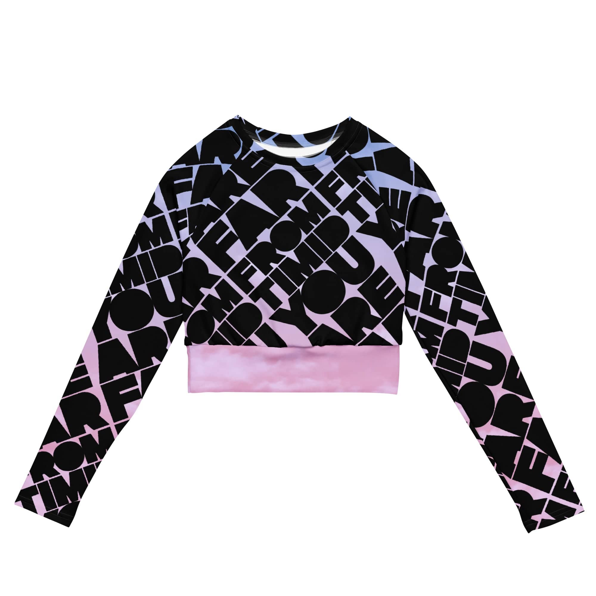YOU ARE FAR FROM TIMID ATHLETIC ECO CROP TOP- BLACK/CLOUDS