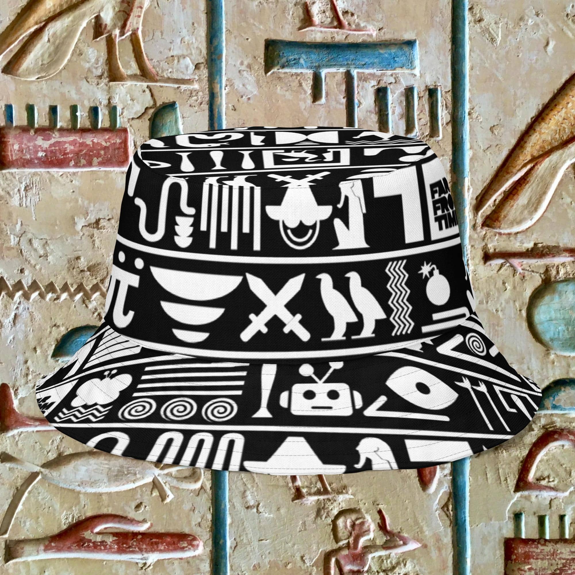 HIEROGLYPHICS REVERSIBLE BUCKET HAT