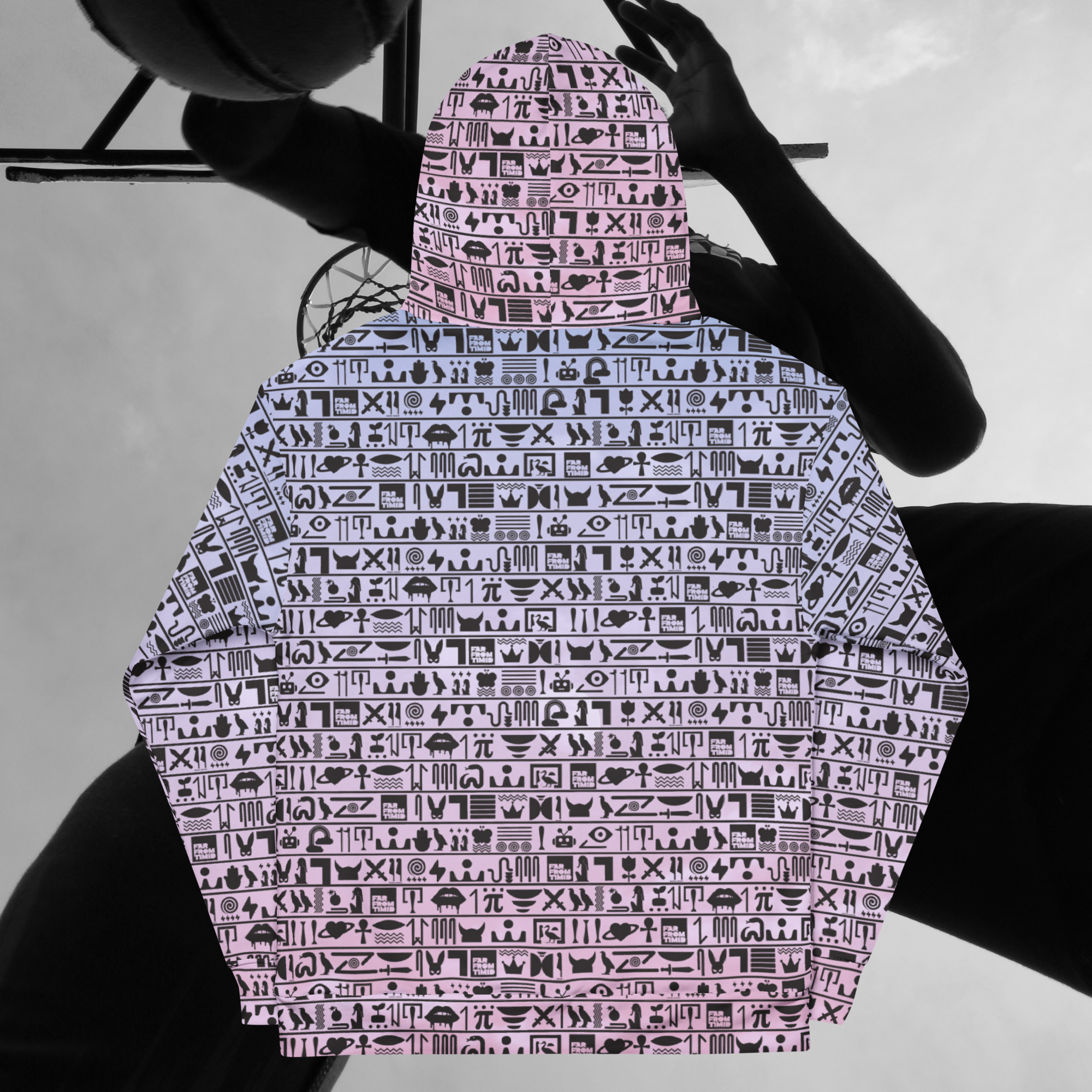 WOMEN'S HIEROGLYPHIC HOODIE - BLACK/CLOUDS