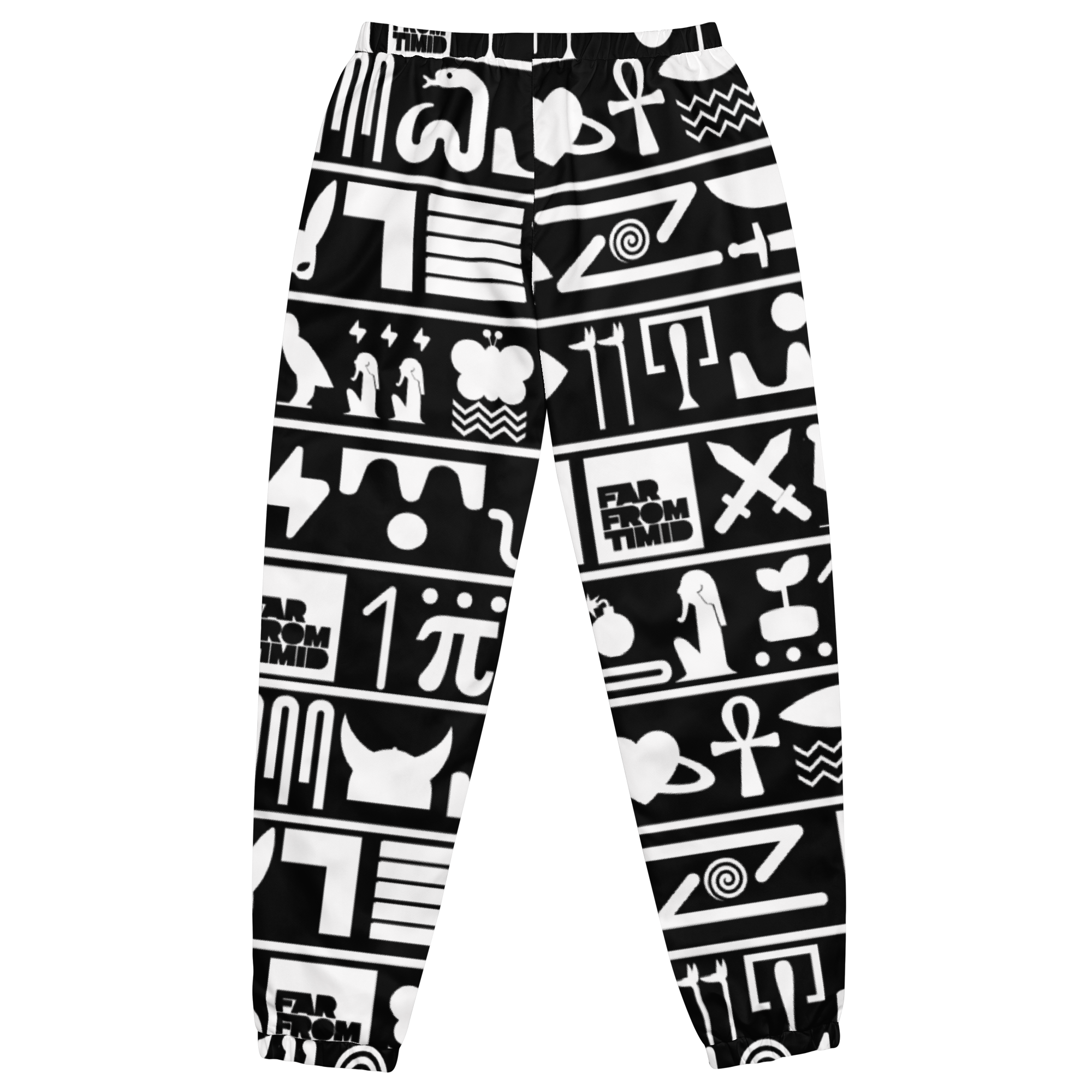 MEN'S HIEROGLYPHIC TRACK PANTS - BLACK/WHITE