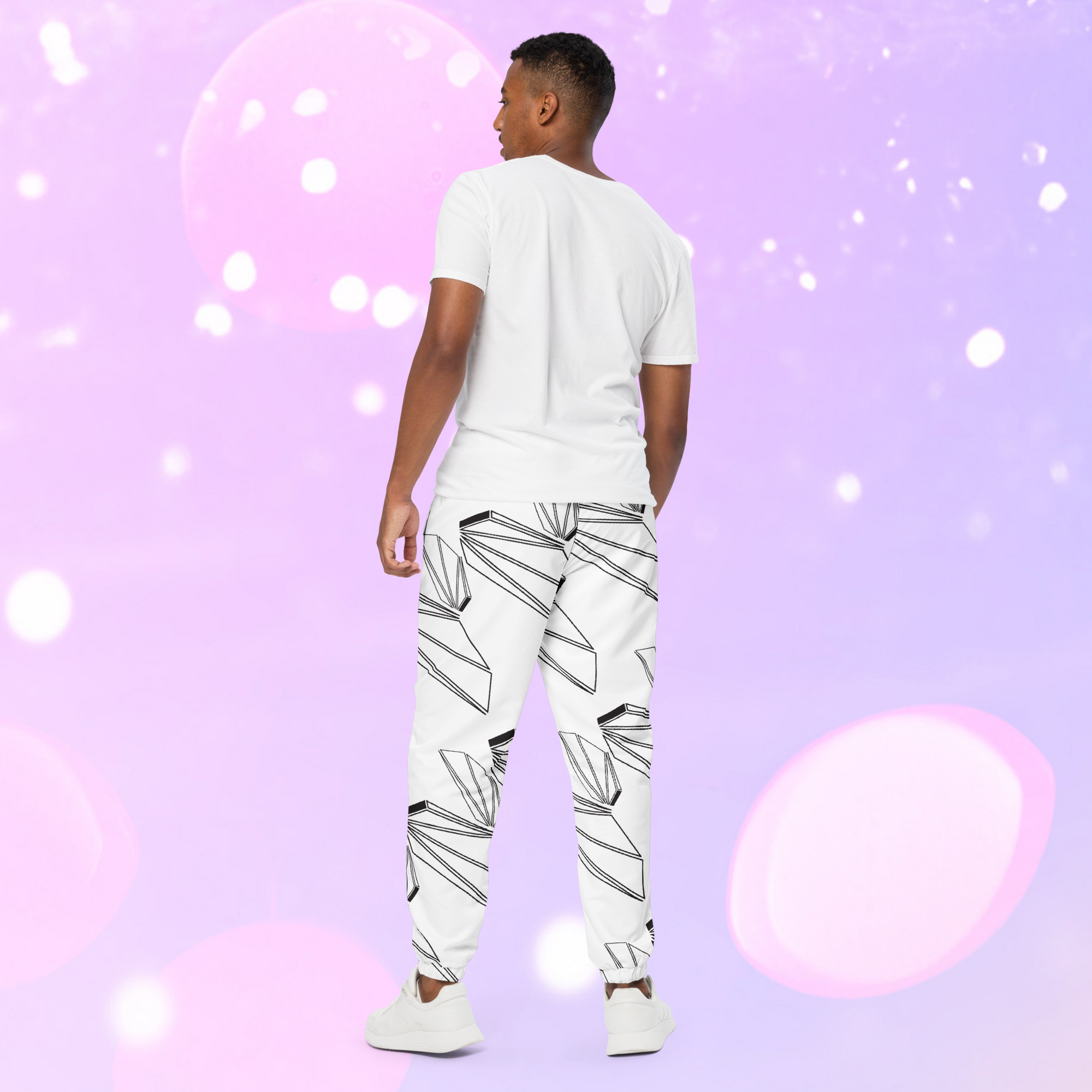 MEN'S MAGICIAN BEVEL TRACK PANTS - WHITE/BLACK