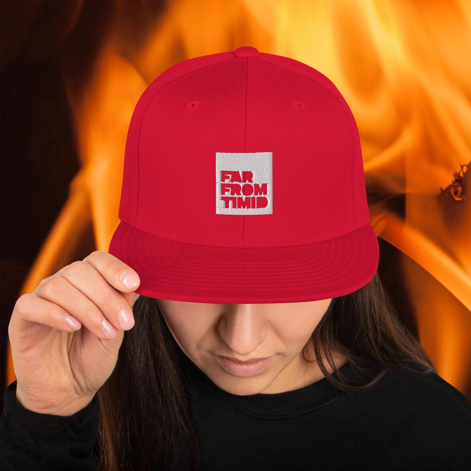 FAR FROM TIMID EMBROIDERED SNAPBACK HAT