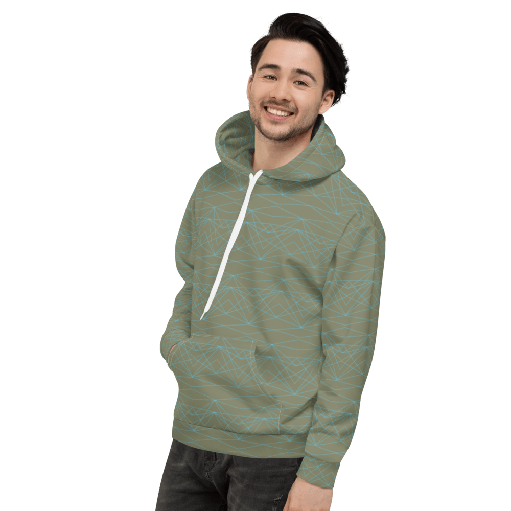 Day To Night Unisex Hoodie - Divine Grace - Olive / Aqua - Far From Timid