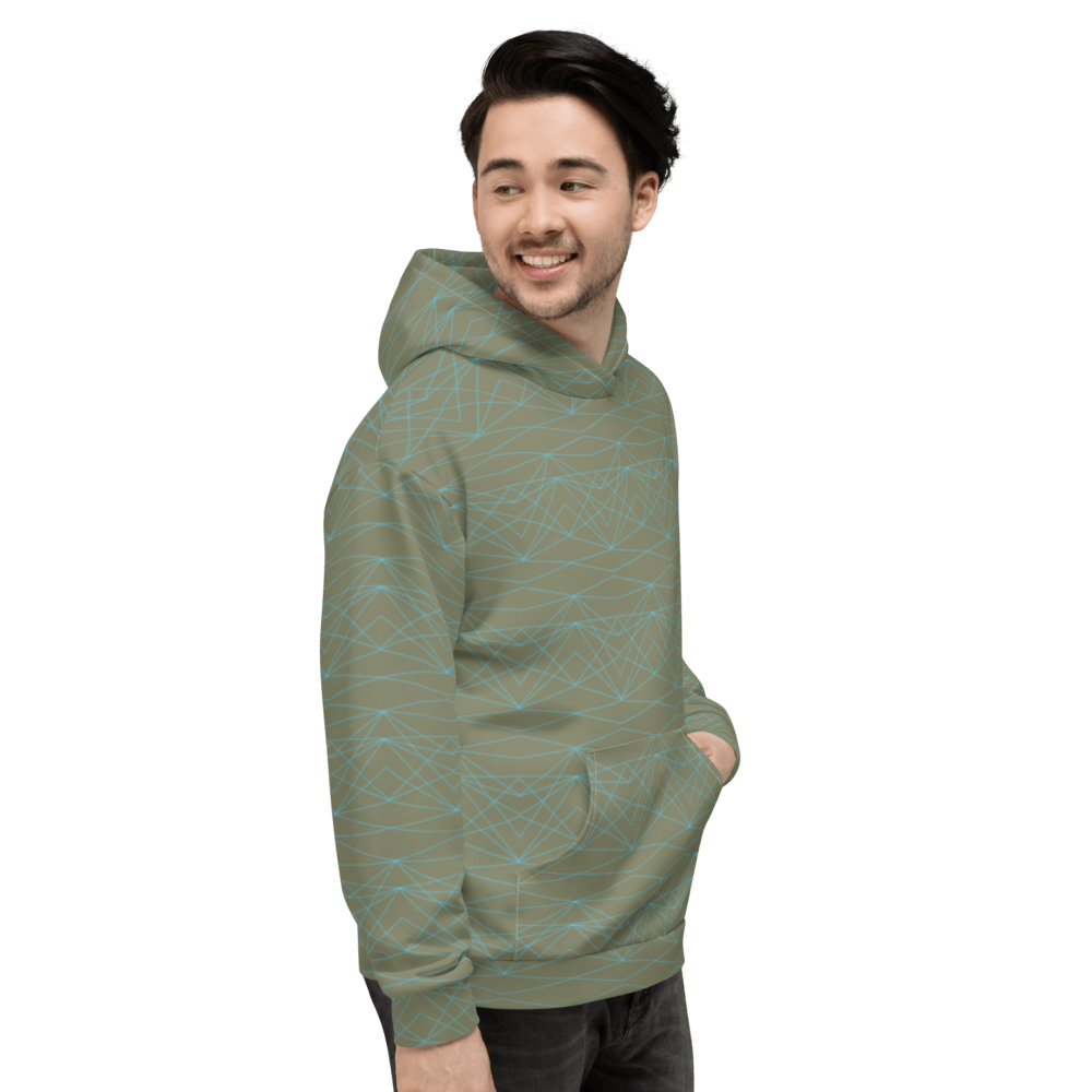 Day To Night Unisex Hoodie - Divine Grace - Olive / Aqua - Far From Timid